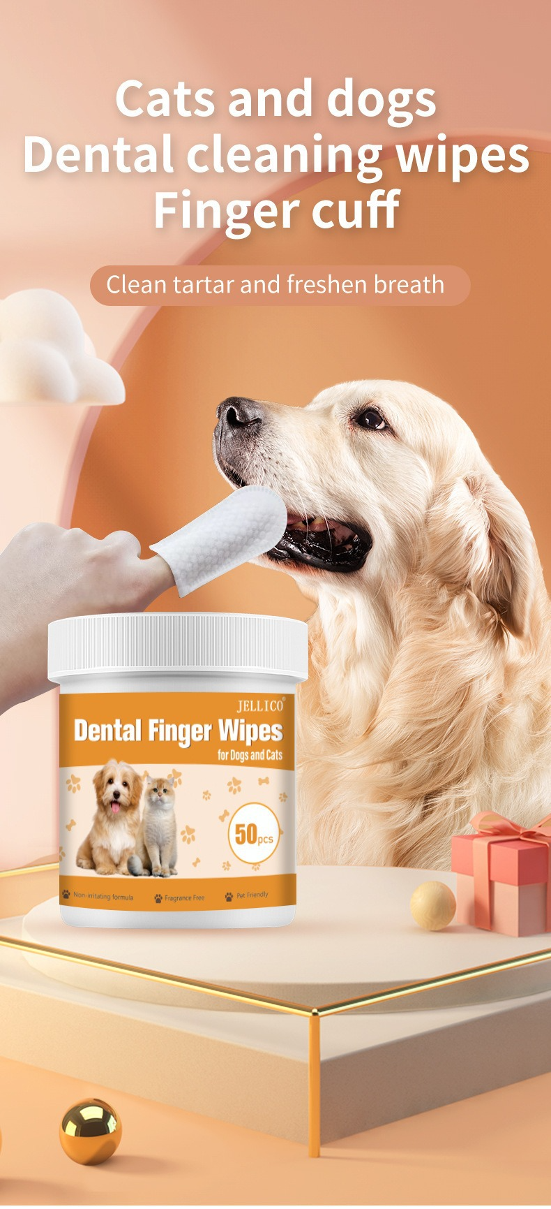 UZ Pet Oral Care Finger Mitt - Silicone & Non-Woven Wipes