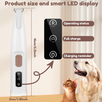 UZ Pet LED Paw Trimmer - Waterproof & Precision Shaver