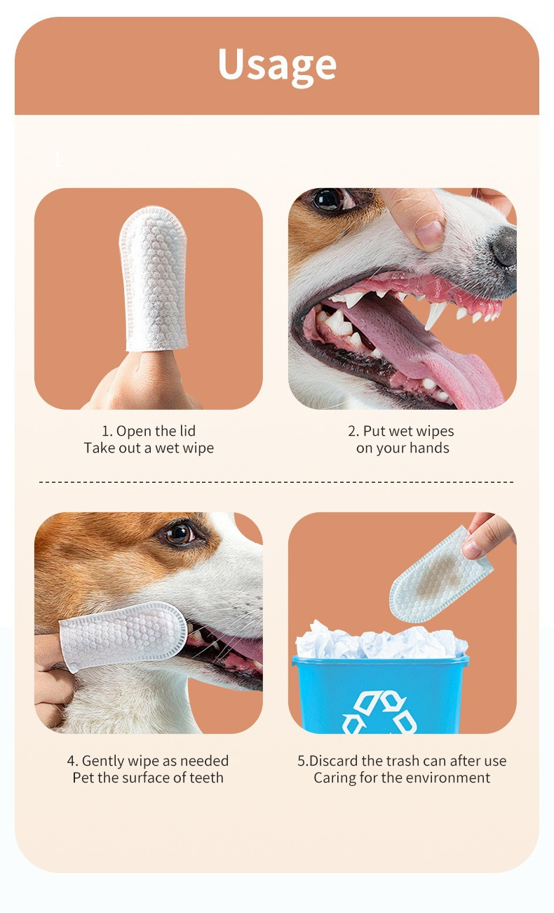 UZ Pet Oral Care Finger Mitt - Silicone & Non-Woven Wipes